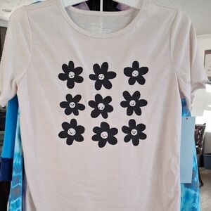 Cat & Jack Cream Pajama Set with Black Floral Design